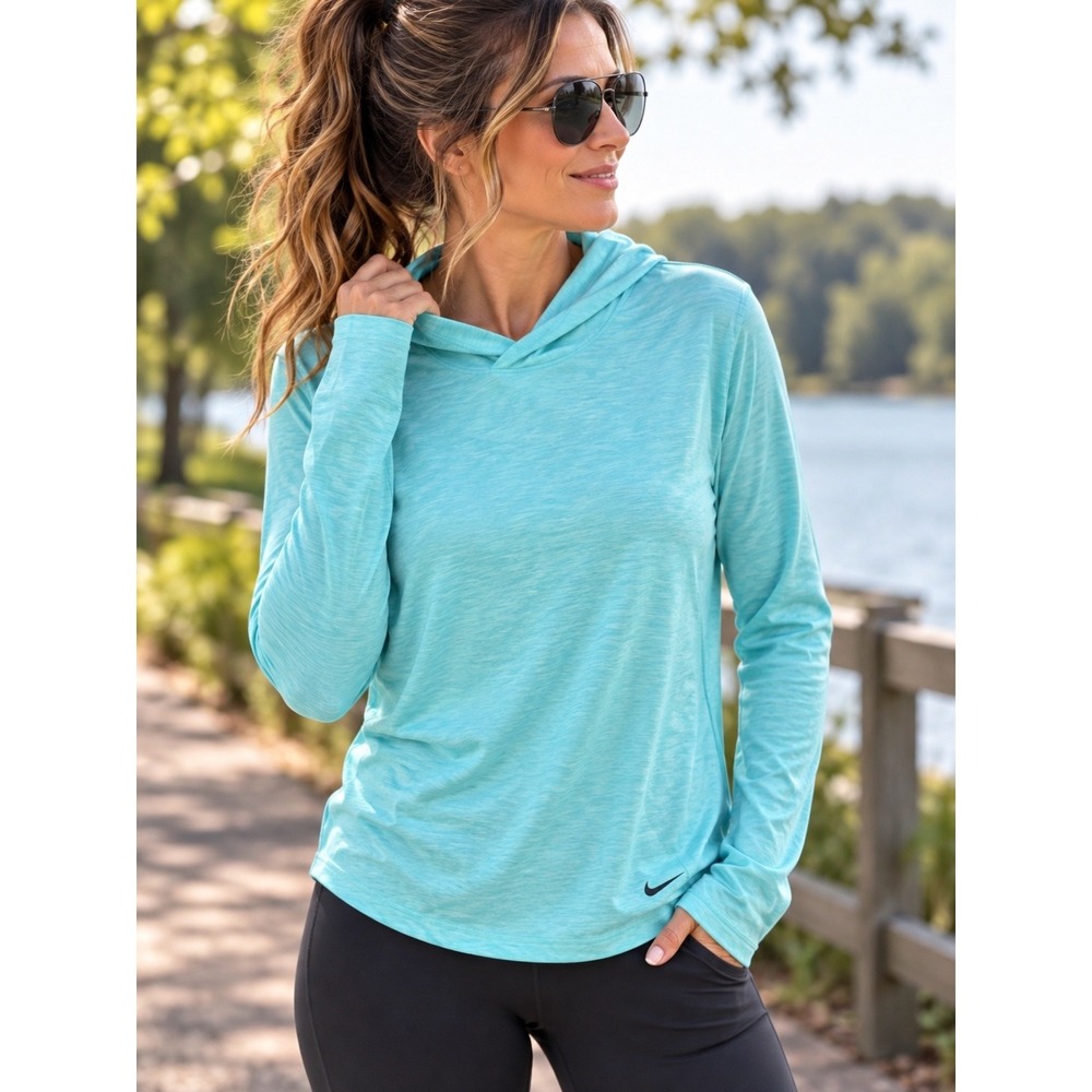 Nike Hoodie Dri-FIT Turquoise Heathered Activewear Athletic Size M‎